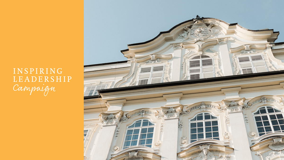 Inspiring Leadership Campaign logo and photo of Schloss Leopoldskron